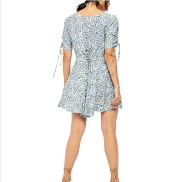 NWT Free People Laced Up Mini Dress in Ivory Combo Size XS - Picture 3 of 8